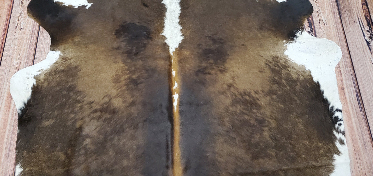 Small Cowhide Rug Dark Tricolor 6ft x 5ft