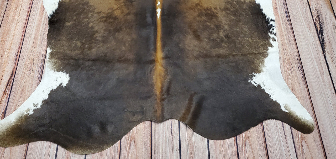 Small Cowhide Rug Dark Tricolor 6ft x 5ft