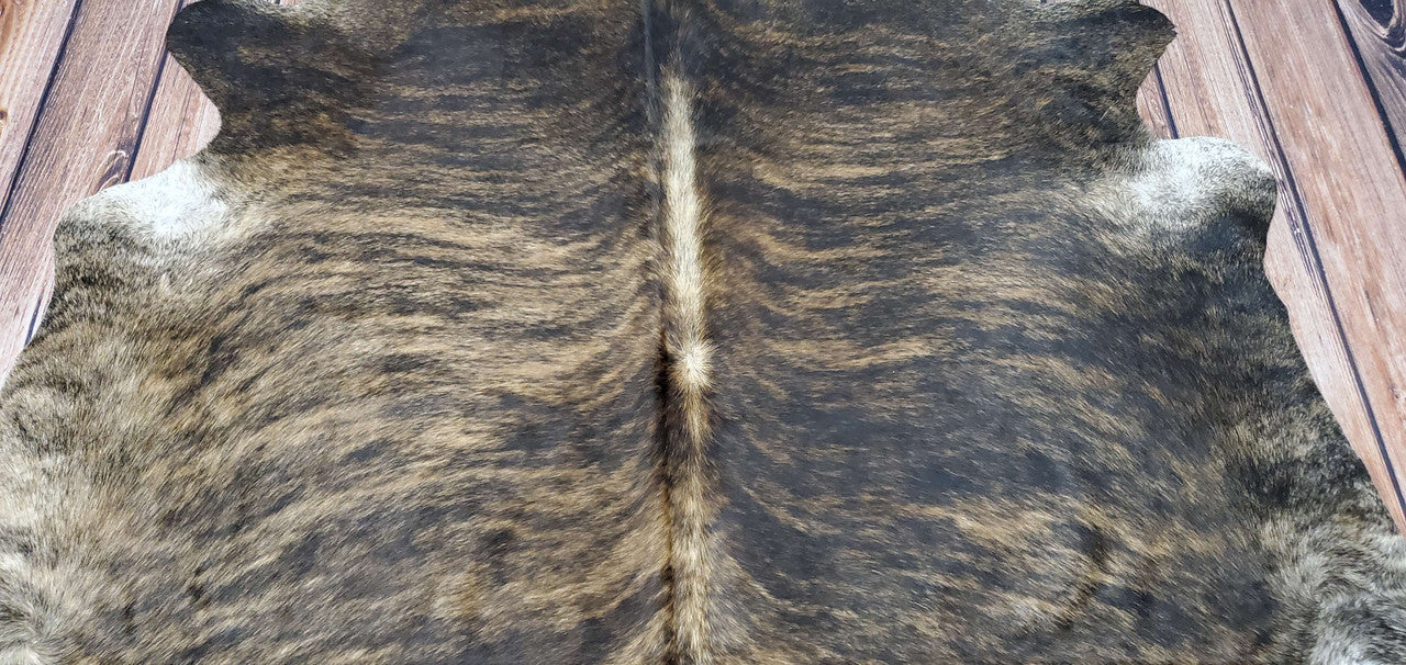 Genuine Cowhide Rug Dark Brindle 7ft x 6.5ft