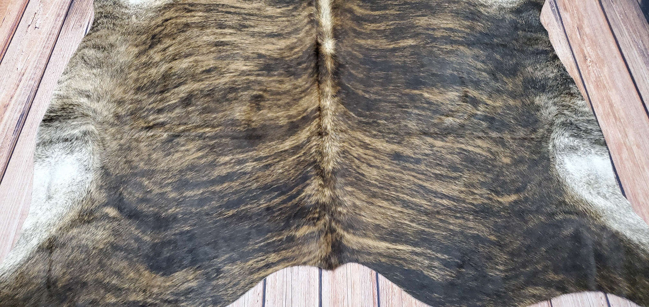 Genuine Cowhide Rug Dark Brindle 7ft x 6.5ft