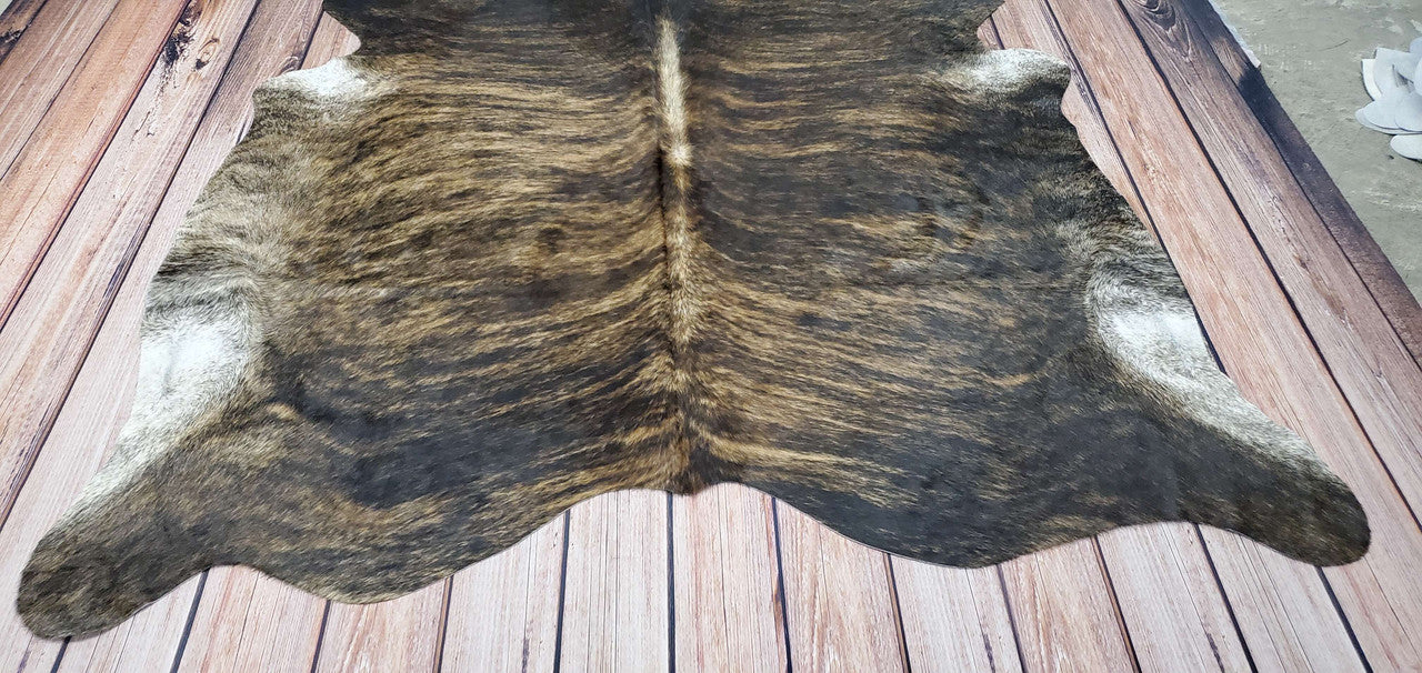 Genuine Cowhide Rug Dark Brindle 7ft x 6.5ft