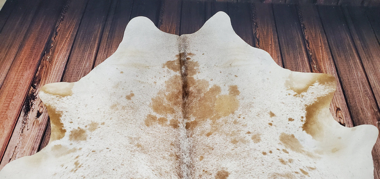 Salt And Pepper Cowhide Rug Brown White 7.6ft x 6.4ft