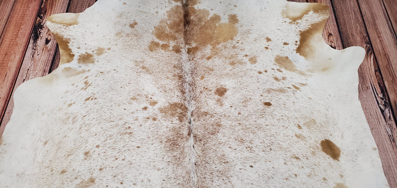 Salt And Pepper Cowhide Rug Brown White 7.6ft x 6.4ft