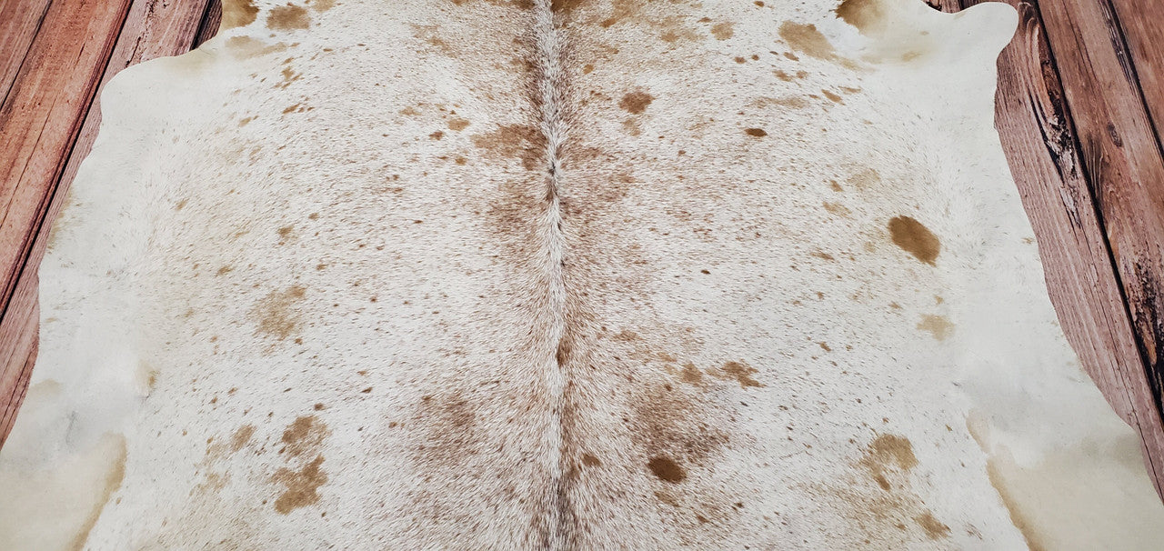 Salt And Pepper Cowhide Rug Brown White 7.6ft x 6.4ft