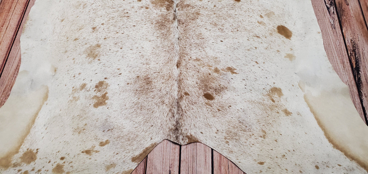 Salt And Pepper Cowhide Rug Brown White 7.6ft x 6.4ft