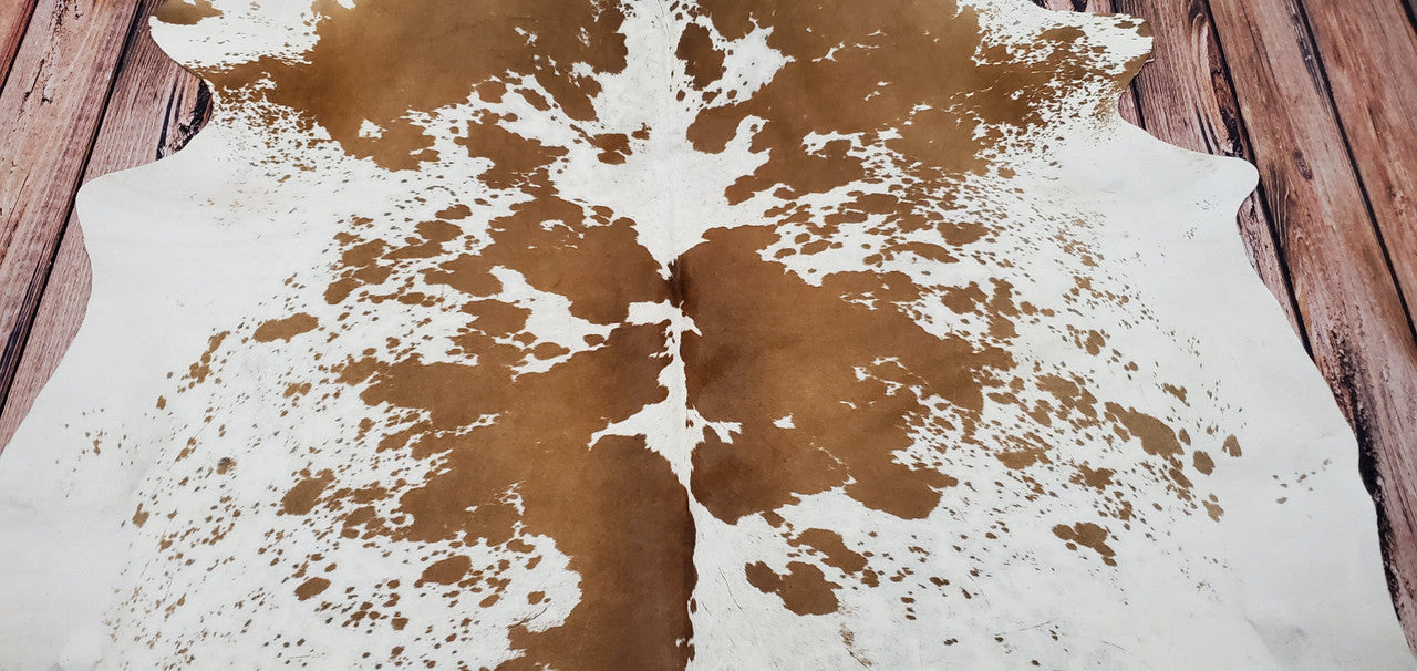 Genuine Cowhide Rug Brown White 7ft x 6ft