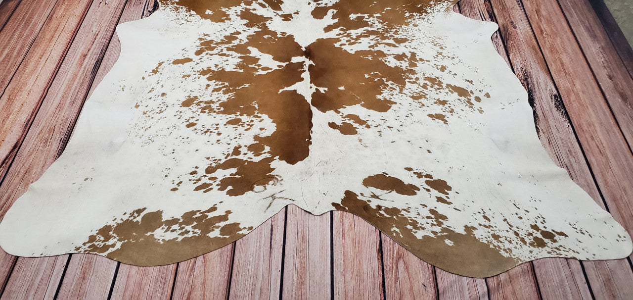 Genuine Cowhide Rug Brown White 7ft x 6ft