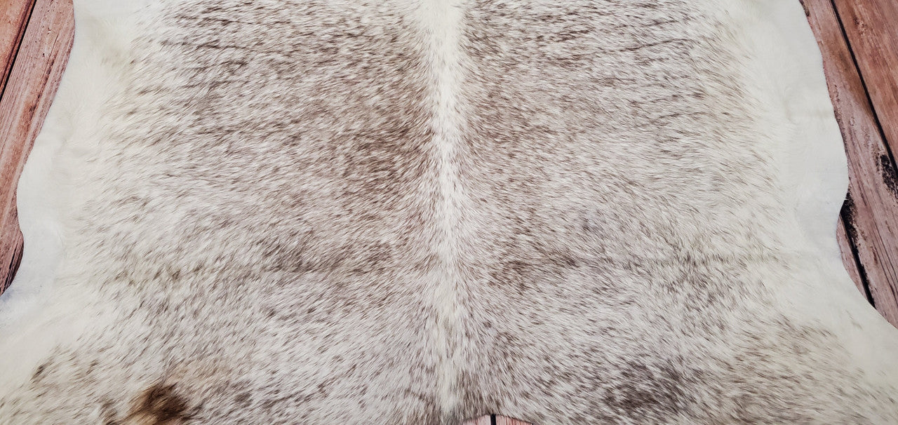 Brown White Salt Pepper Cowhide Rug Brazilian 7.3ft x 6.8ft