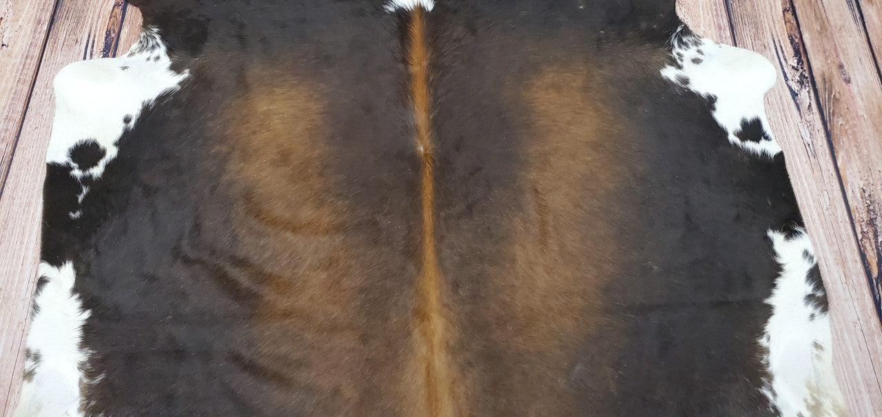 Dark Rustic Brown Cowhide Rug 7ft x 6ft