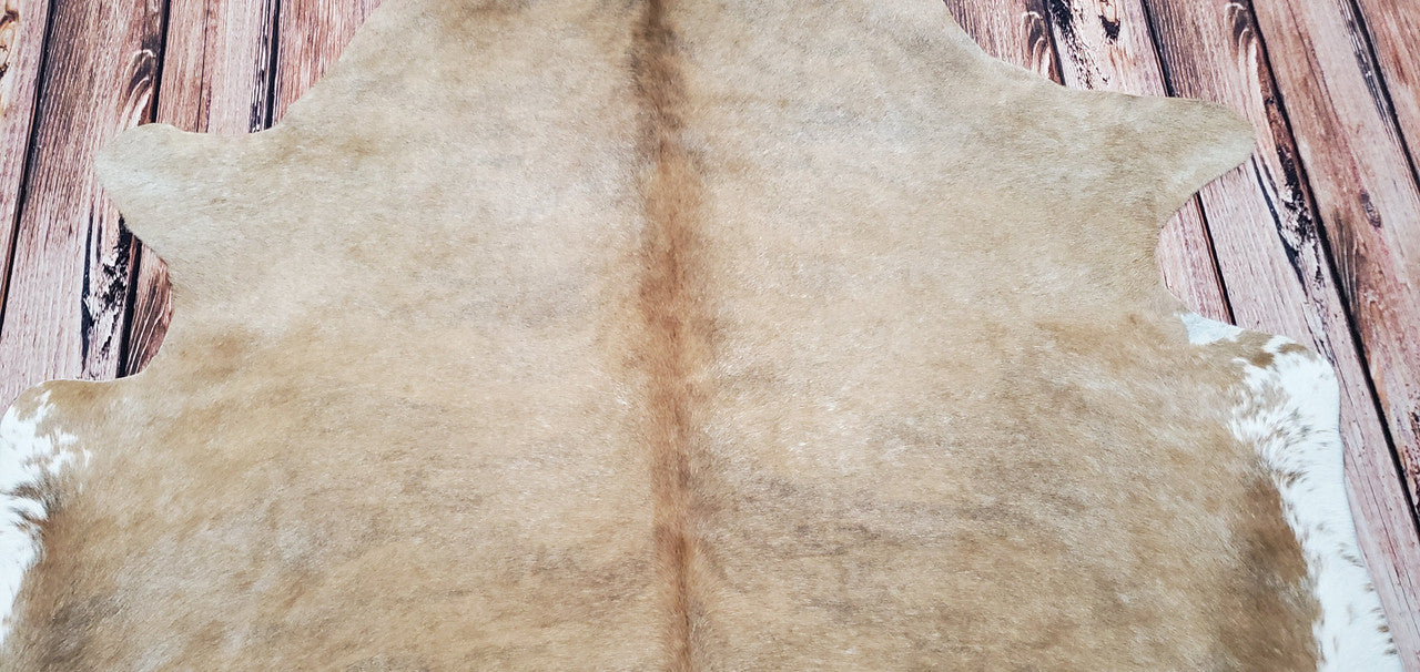 Extra Large Cow Skin Rug Brazilian Beige White 7.6ft x 6.8ft