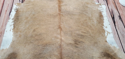 Extra Large Cow Skin Rug Brazilian Beige White 7.6ft x 6.8ft