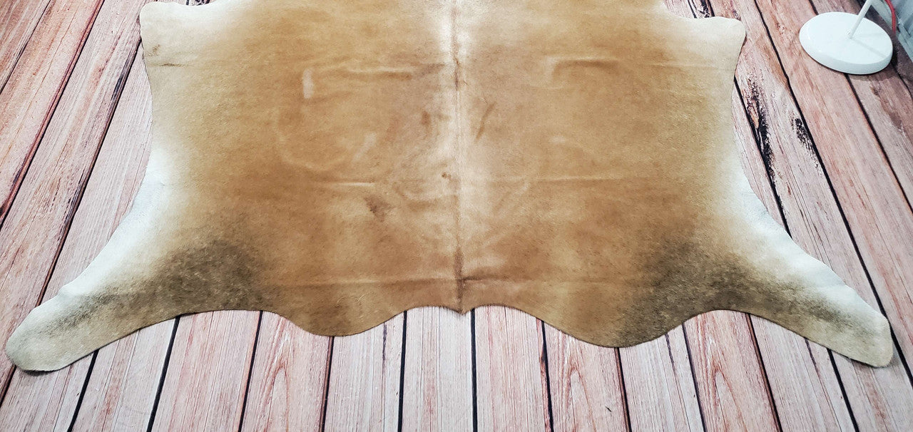 Natural Brown Tan Cowhide Rug 7ft x 6.4ft