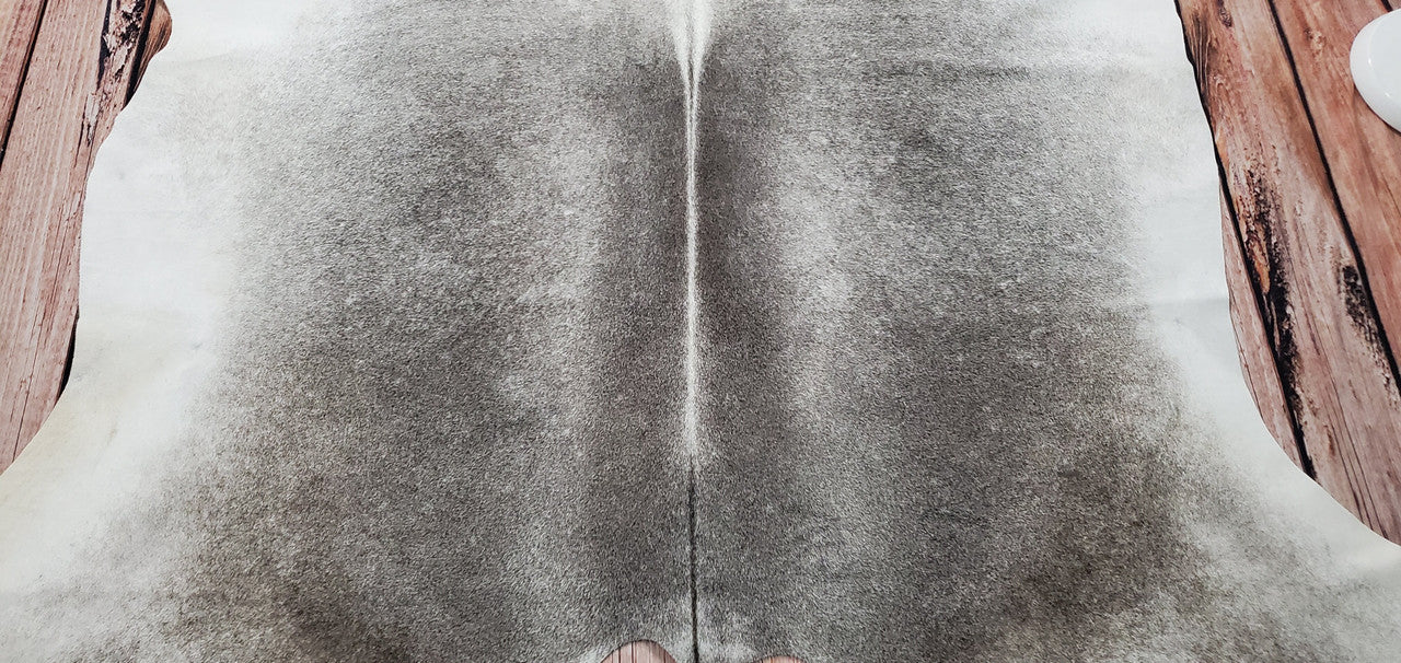 Natural Dark Gray Ivory Cowhide Rug 6.8ft x 6.5ft