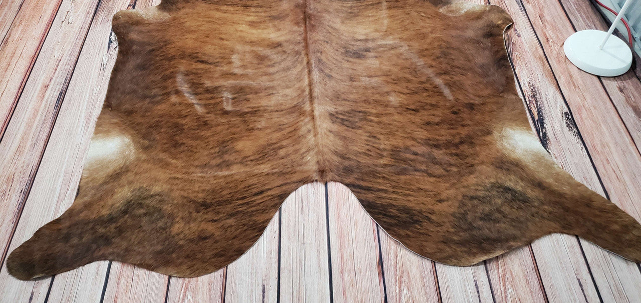 Brown Mahogany Cowhide Rug 6.8ft x 5.6ft