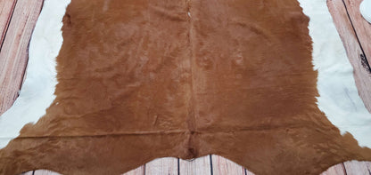 Medium Brown Hereford Cowhide Rug 7ft x 6.6ft