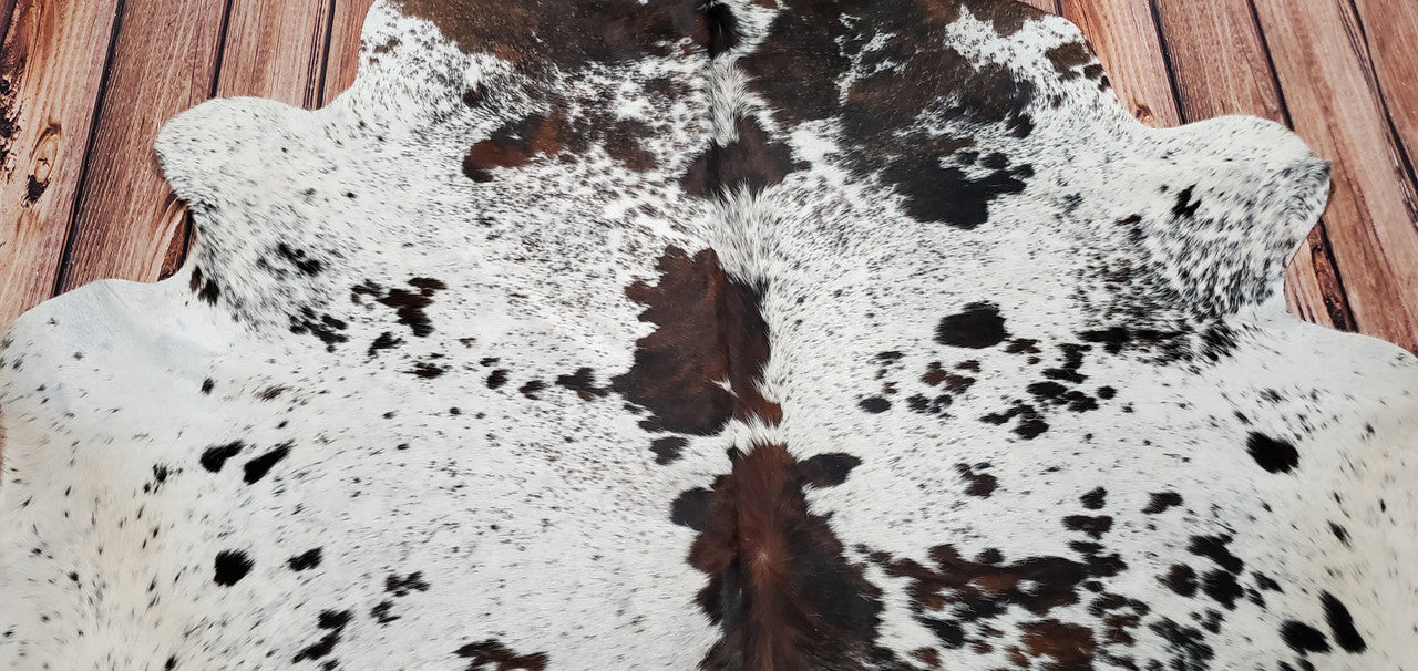 Natural Speckled Black White Cowhide Rug 6.6ft x 6.6ft