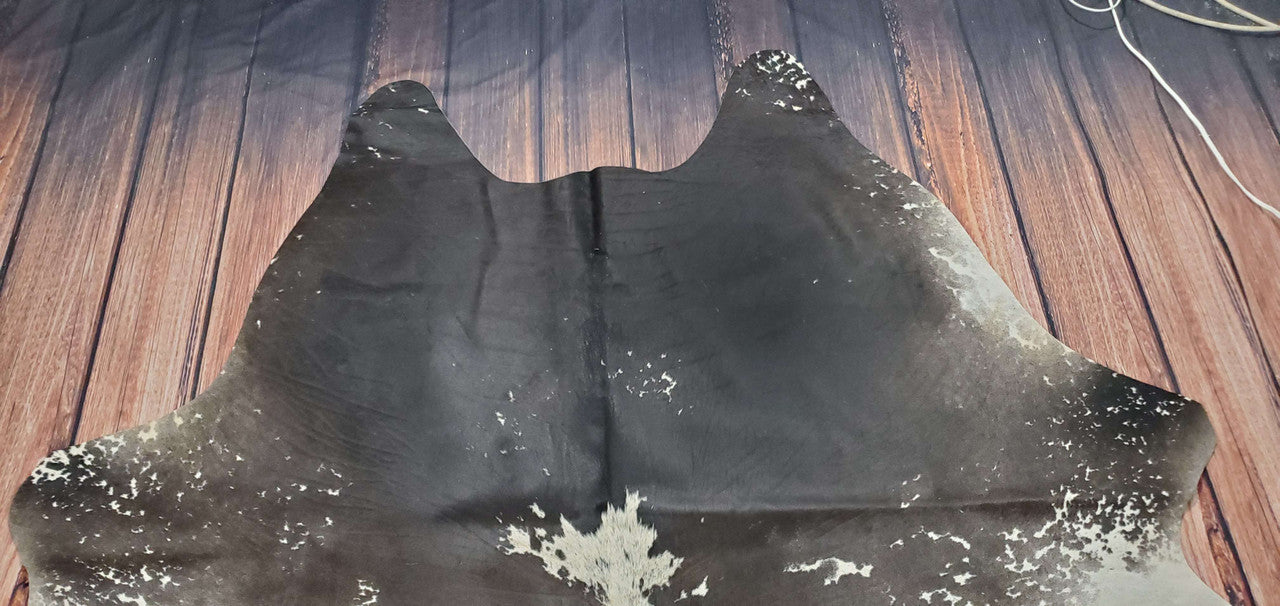 Large Gray White Cowhide Rug 7ft x 7ft