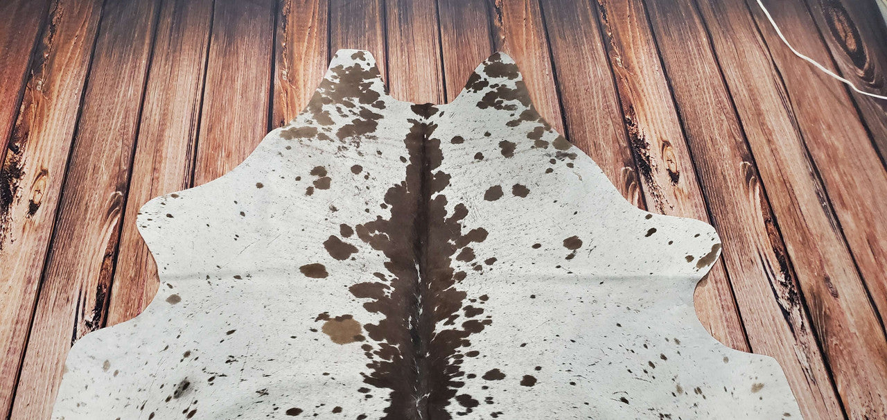 Grey White Genuine Cowhide Rug 6.2ft x 6.6ft