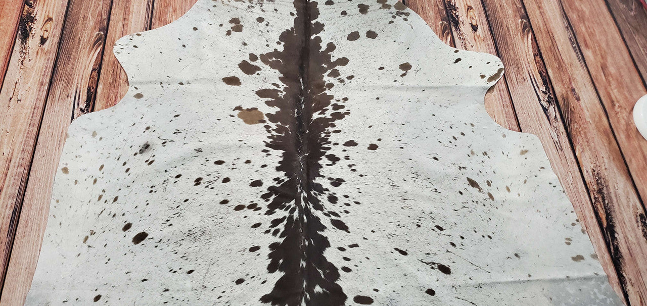 Grey White Genuine Cowhide Rug 6.2ft x 6.6ft
