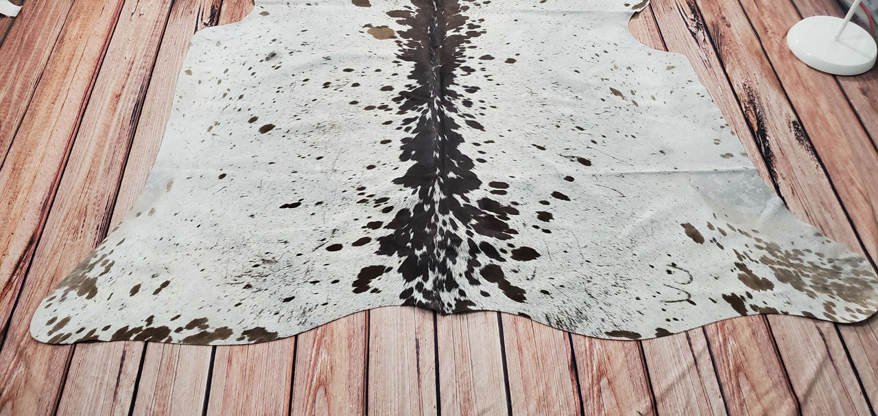 Grey White Genuine Cowhide Rug 6.2ft x 6.6ft