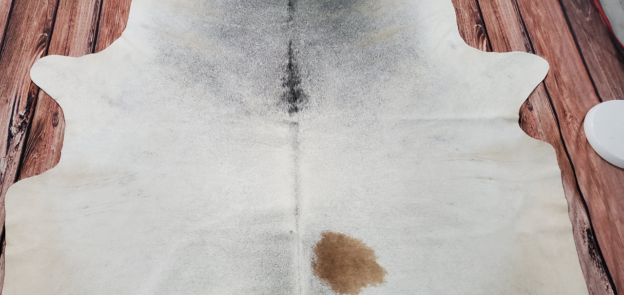 Brazilian Grey Tan Cowhide Rug 8.4ft x 6.6ft
