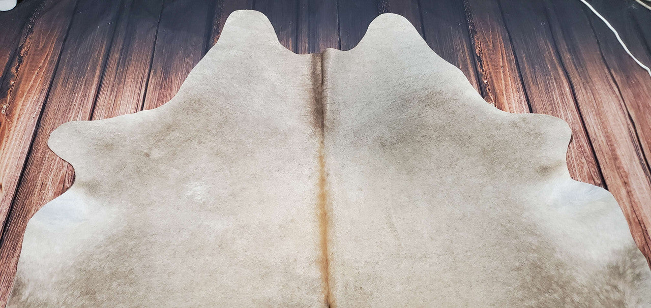Natural Light Beige Cowhide Rug 6.6ft x 6ft