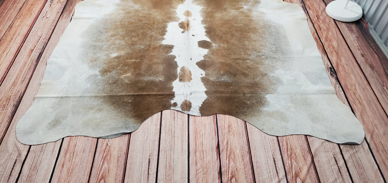 New Cowhide Rug Brown And White 7ft x 6.2ft