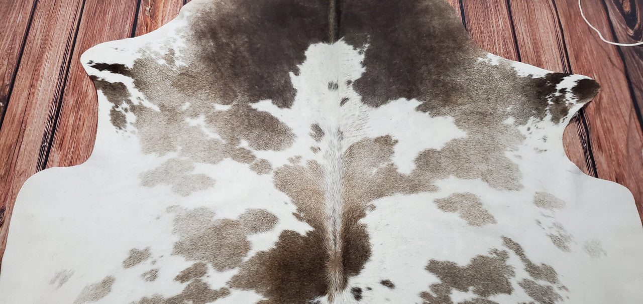 Grey Black White Cowhide Rug 7.2ft x 7ft
