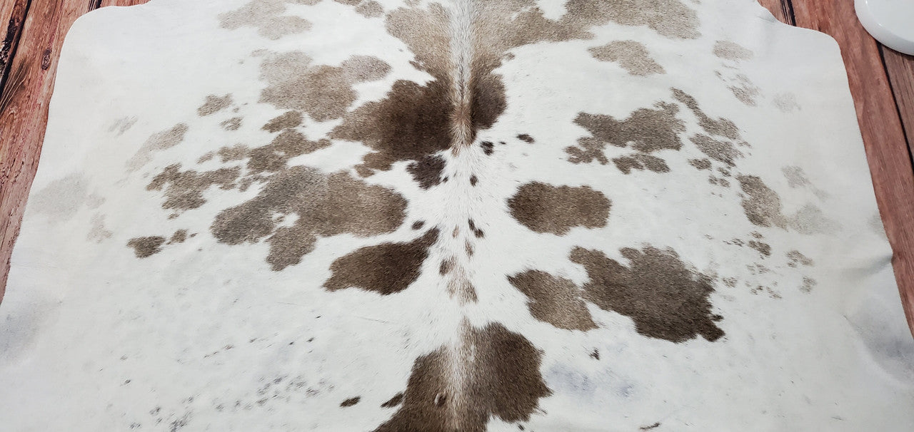 Grey Black White Cowhide Rug 7.2ft x 7ft