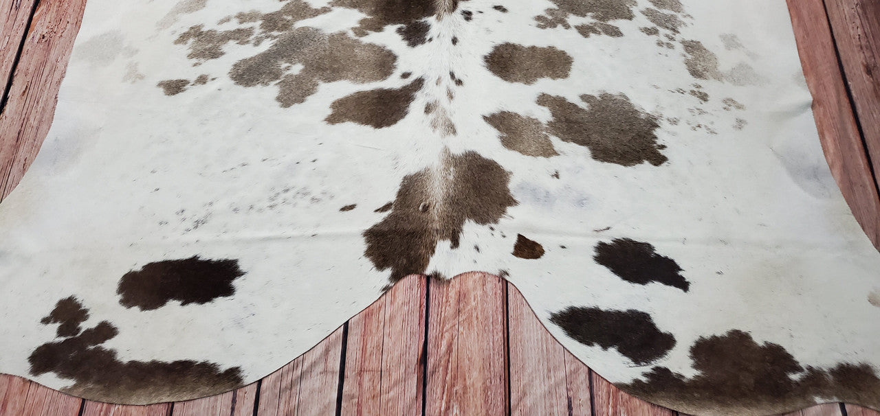 Grey Black White Cowhide Rug 7.2ft x 7ft