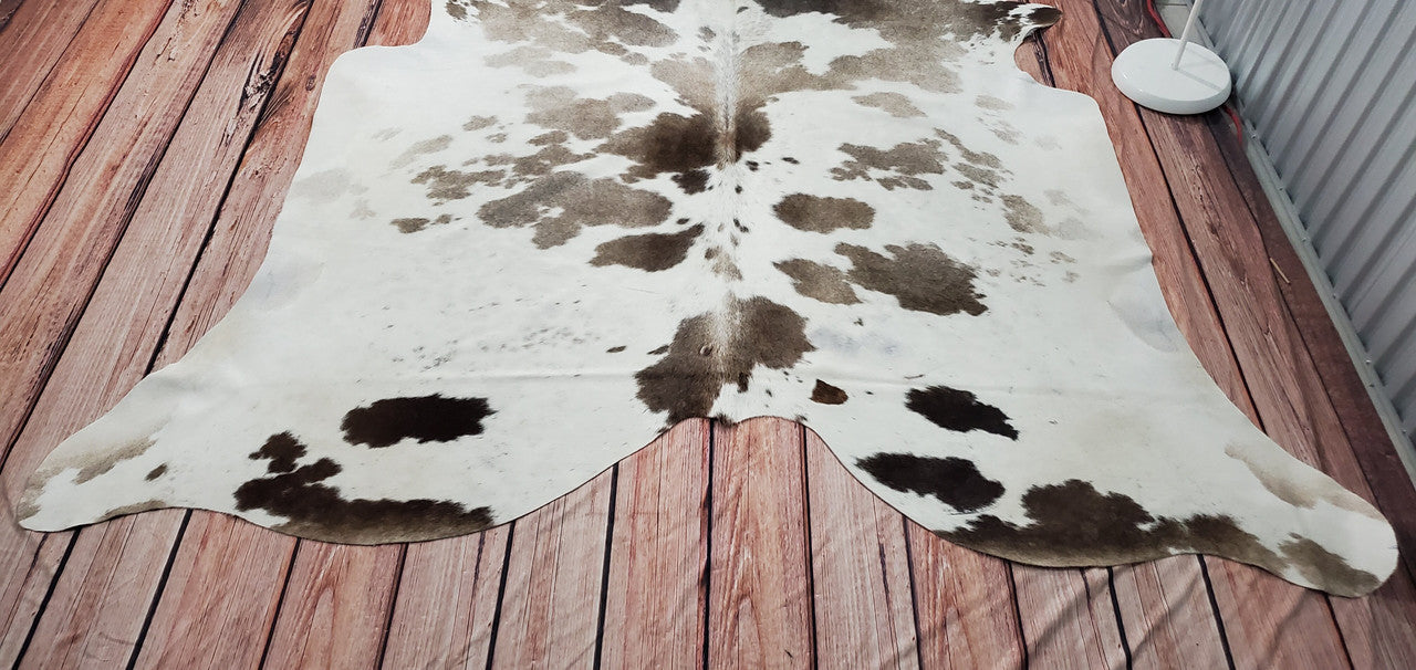 Grey Black White Cowhide Rug 7.2ft x 7ft