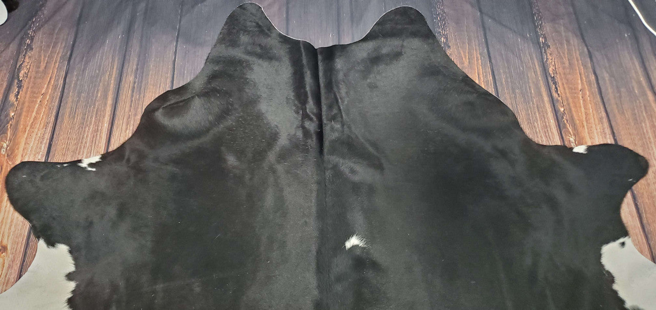 Exotic Black White Cowhide Rug 6.6ft x 6.6ft
