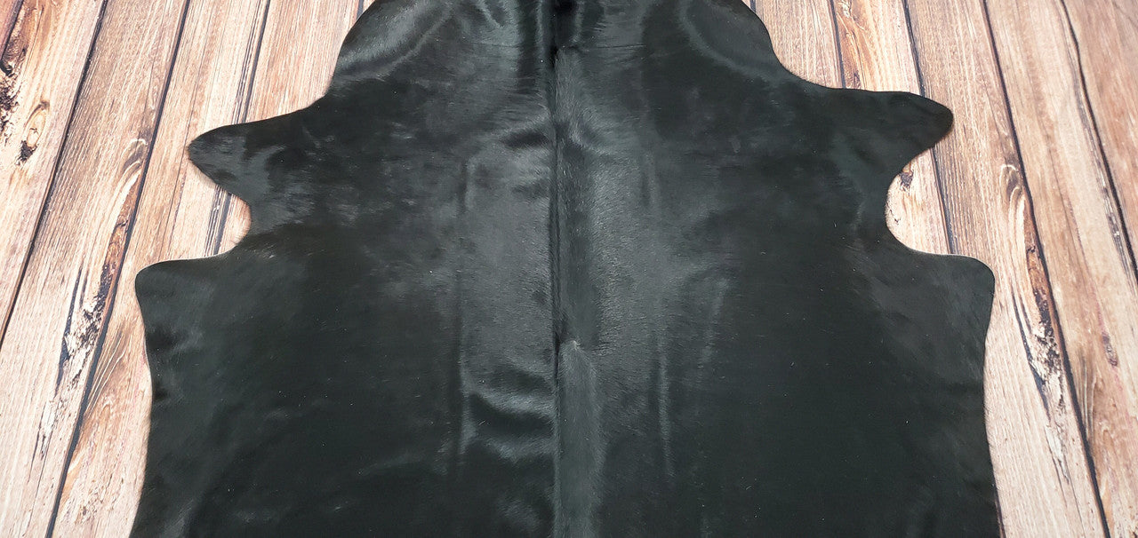 Large Black Cowhide Rug 6.7ft x 5.4ft