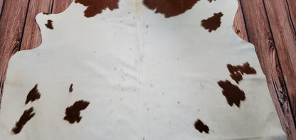 Brown And White Cowhide Rug 6.6ft x 6.2ft