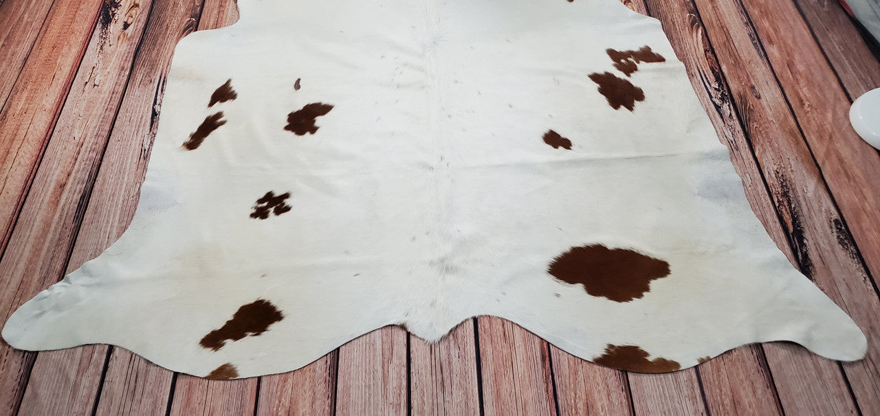 Brown And White Cowhide Rug 6.6ft x 6.2ft