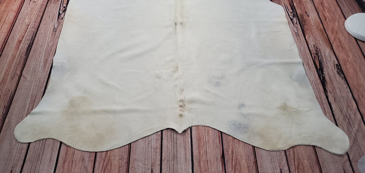 Brazilian Almost White Cowhide Rug Brazilian 6.6ft x 5.4ft