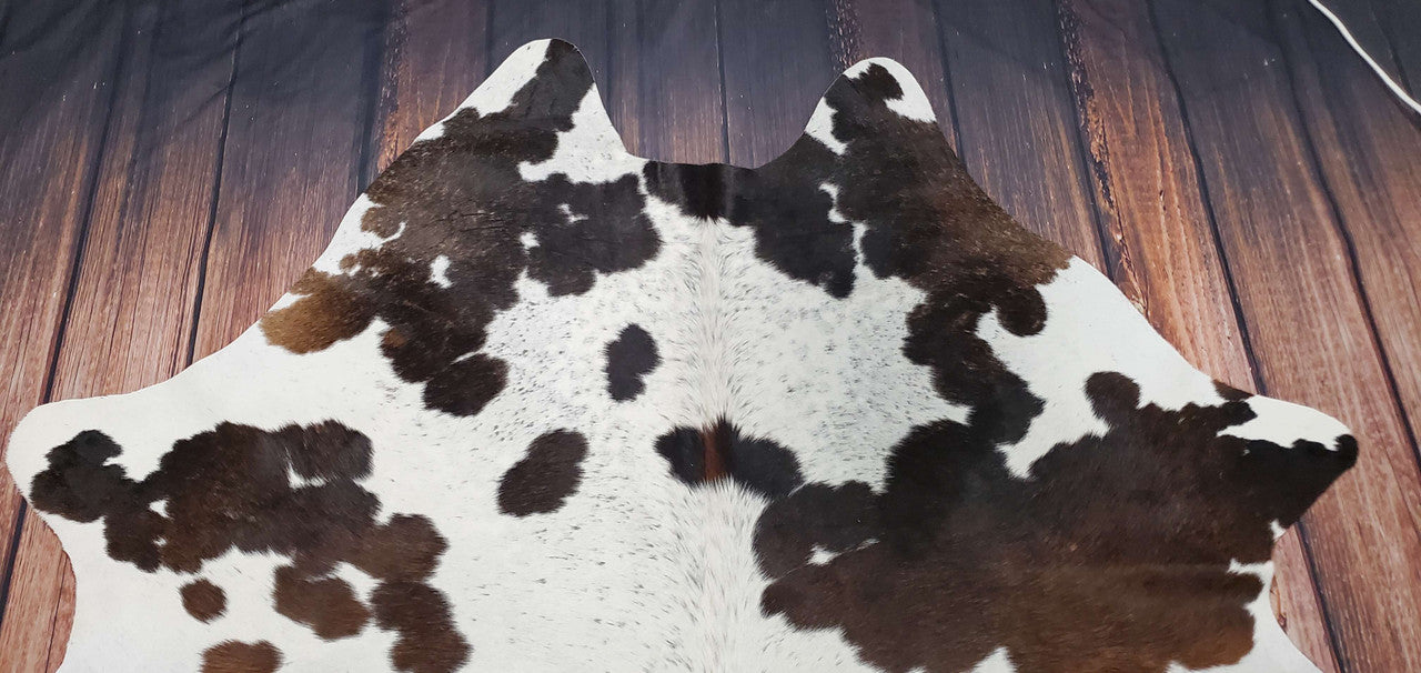 Exotic Dark Cowhide Rugs Tricolor 6ft x 5.4ft