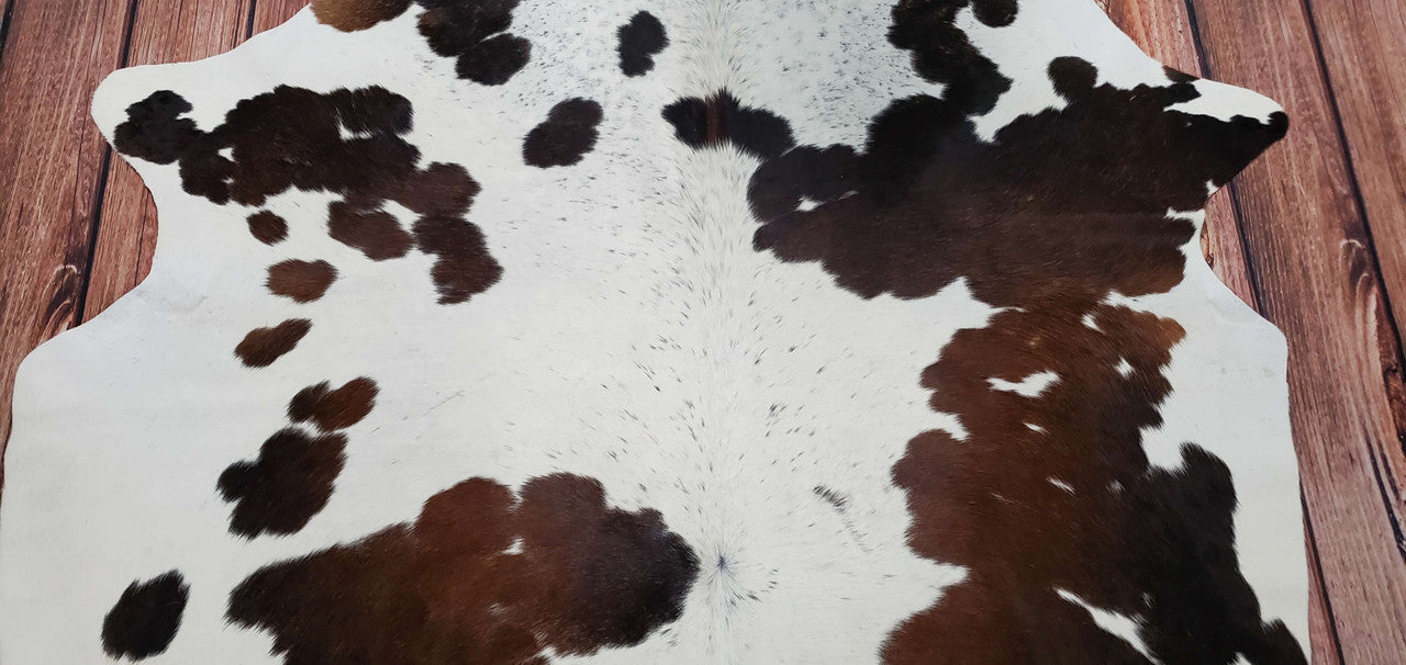 Exotic Dark Cowhide Rugs Tricolor 6ft x 5.4ft