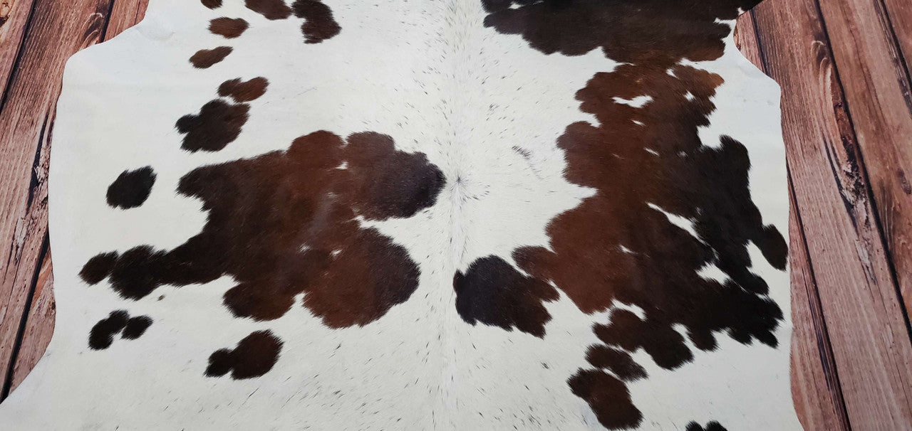 Exotic Dark Cowhide Rugs Tricolor 6ft x 5.4ft