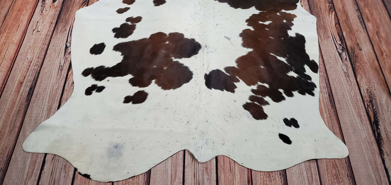 Exotic Dark Cowhide Rugs Tricolor 6ft x 5.4ft