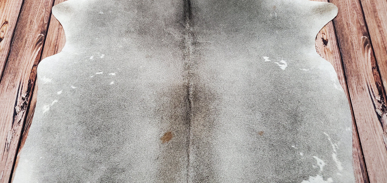 Grey White Small Cowhide Rug 6.2ft x 6ft