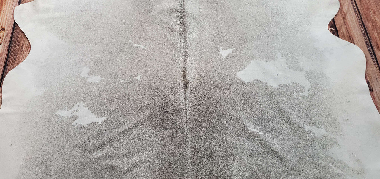 Cowhide Rug Grey White 7.5ft x 6.8ft