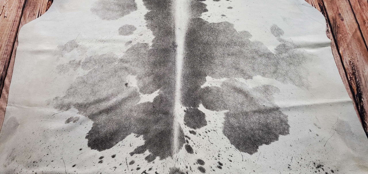 Light Cowhide Rug Brazilian Grey And White 7ft x 6.2ft