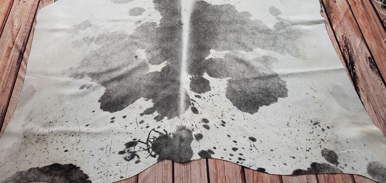 Light Cowhide Rug Brazilian Grey And White 7ft x 6.2ft