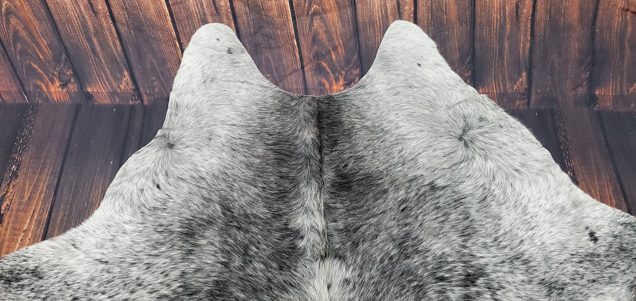 Salt Pepper Cowhide Rug Black White 8.3ft x 7.4ft