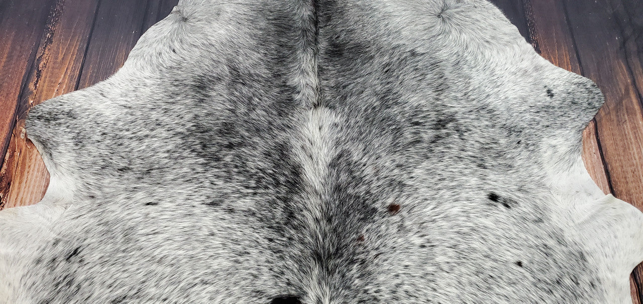 Salt Pepper Cowhide Rug Black White 8.3ft x 7.4ft