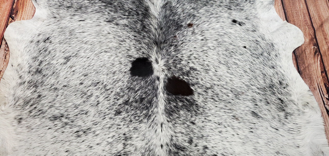 Salt Pepper Cowhide Rug Black White 8.3ft x 7.4ft