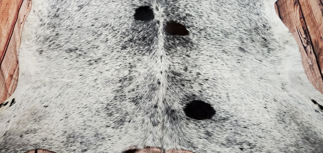 Salt Pepper Cowhide Rug Black White 8.3ft x 7.4ft