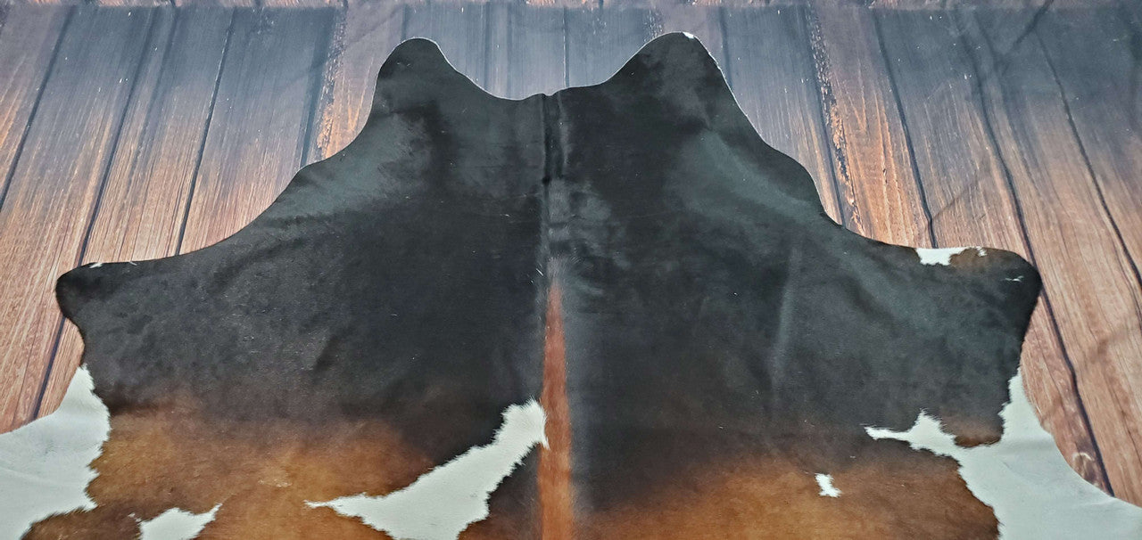 Natural Genuine Dark Brown Cowhide Rug 7.3ft x 6.3ft