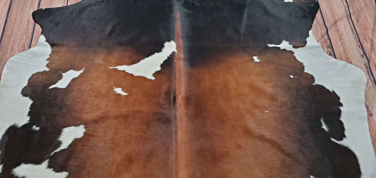 Natural Genuine Dark Brown Cowhide Rug 7.3ft x 6.3ft
